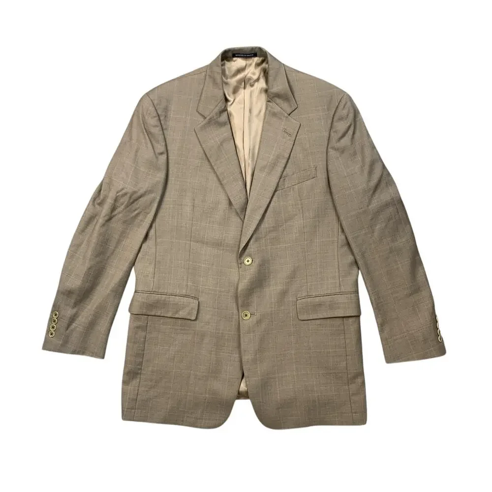 Daniel‎ Cremieux Blazer Mens 41R Pewter Wool Plaid Lined Notch Loro Piana Fabric